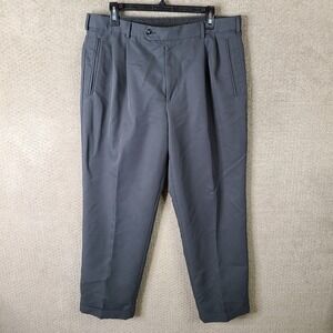 VTG Dockers Premium Pants Men 36x30 Gray Microfiber Polyester Pleated Relaxed